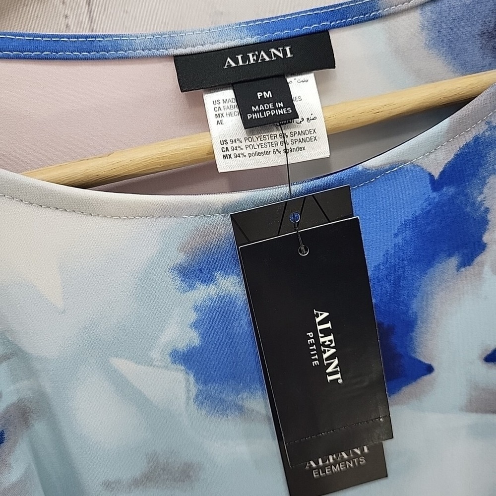 Alfani Blouse Womens Sz PM Top Colorful Dolman Paint Profusion Boxy New Tags - Picture 5 of 10